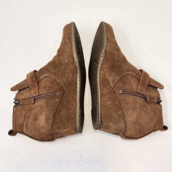 Franco Sarto Womens Anita Brown Suede Wedge Ankle Boots Booties Size 8 M Zipper - Picture 7 of 9